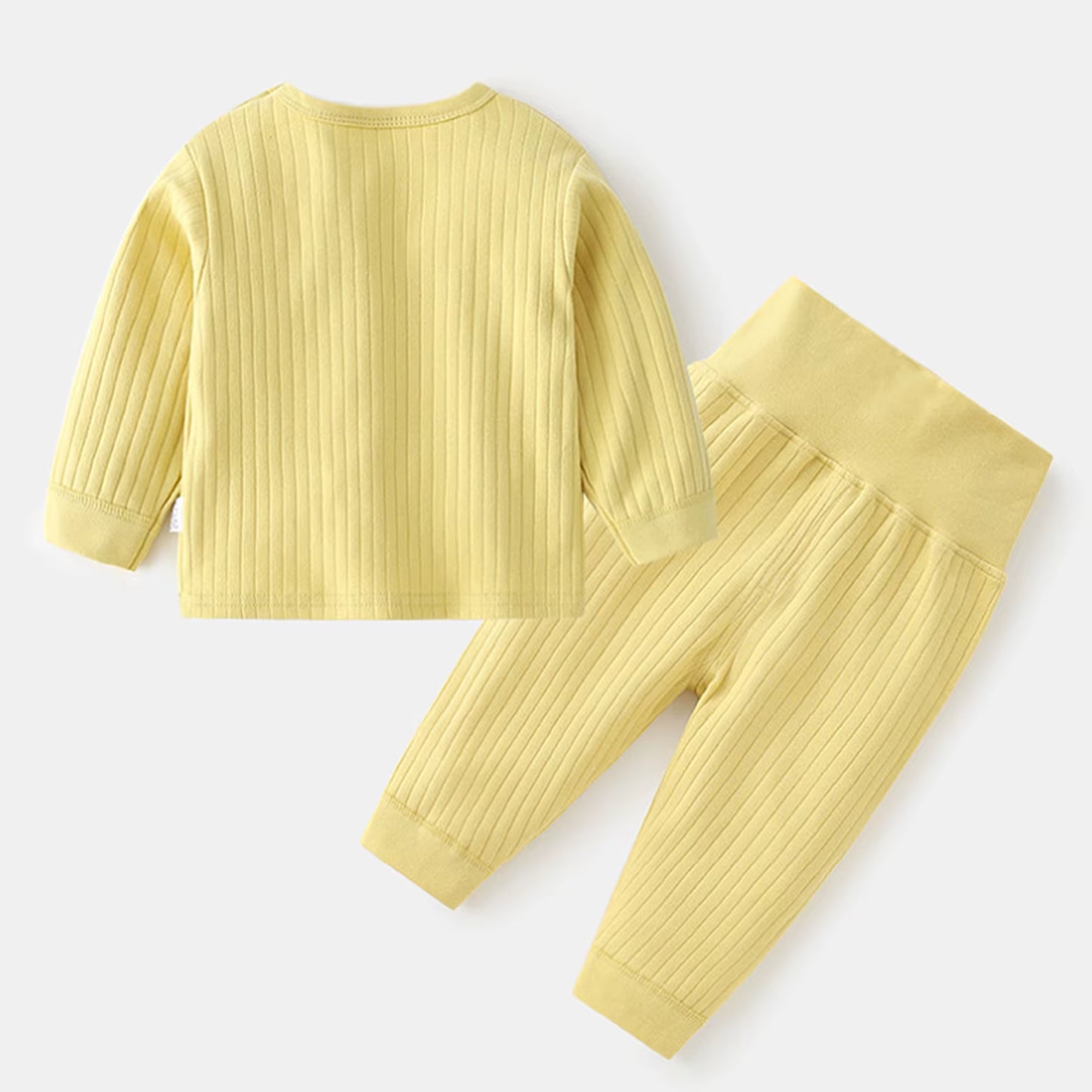CozyNest – Baby Thermal Underwear Pajama Set in Soft Candy Colors